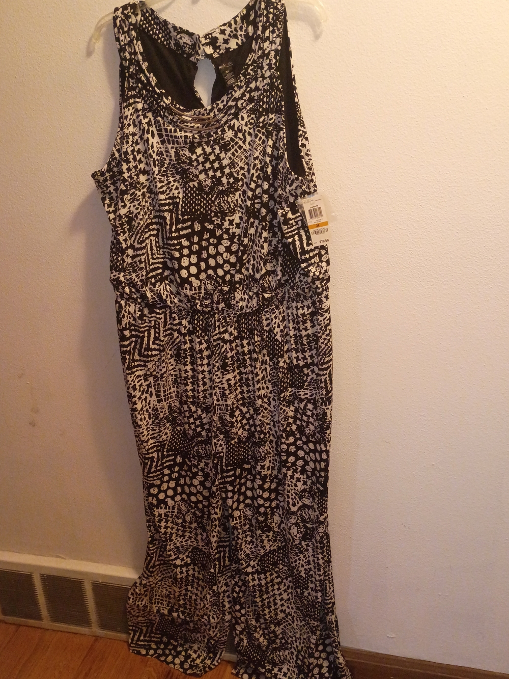 Macy's Black & White Printed Sleeveless Jumpsuit